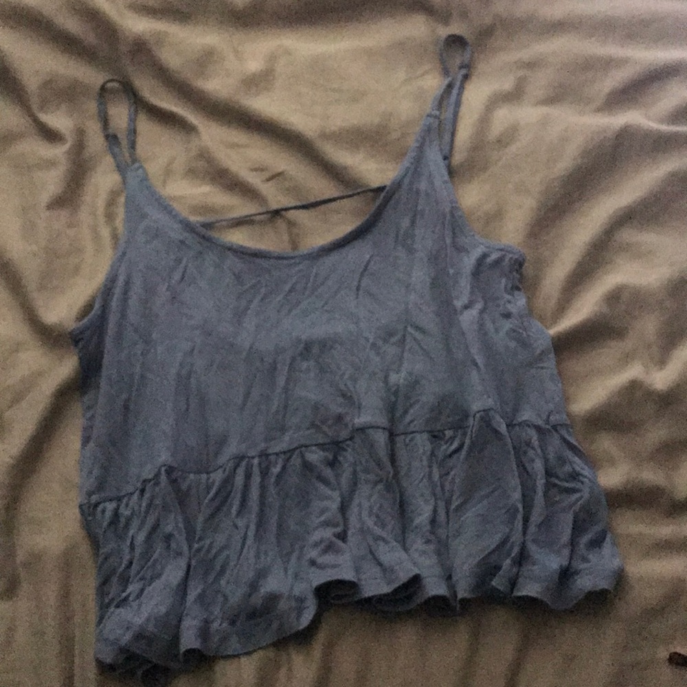 blue peplum tank top